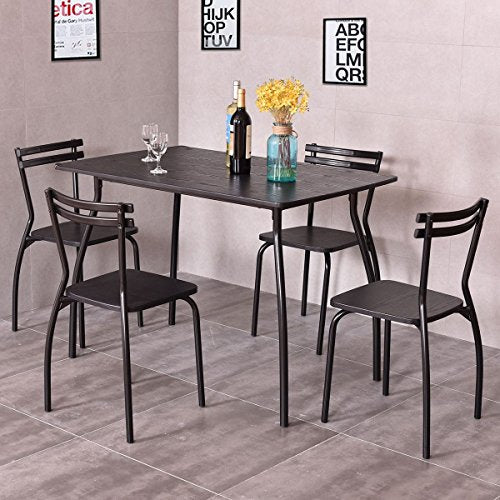 Costway 5 Piece Dining Set Table And 4 Chairs Home Kitchen Room Breakfast Furniture