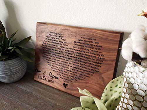 Engraved Wedding Song, First Dance Lyrics, Your Wedding Lyrics Engraved, Heart Shaped Couples Song, Anniversary Gift, Newlywed Gift