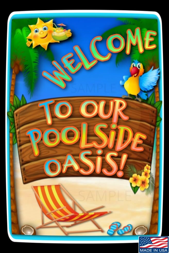 WORLD'S GREATEST SIGNS! 8"X12" INDOOR/OUTDOOR METAL SIGN! MADE! TIKI BAR DECOR POOL HOT TUB ISLAND TIME JIMMY BUFFETT HAPPY HOUR 5 O'CLOCK SOMEWHERE MAN CAVE! (POOLSIDE OASIS)