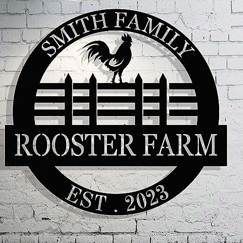 Personalized Family Rooster Metal Sign, Custom Chicken Coop Signs, Chicken Metal Sign, Chicken Coop Sign, Personalized Metal Signs Housewarming Gift