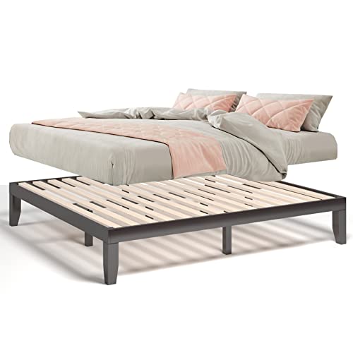 COSTWAY King Size Platform Bed Frame, 14 Inches Solid Rubber Wood Bed Mattress Foundation with Sturdy Slats Support, Easy Assembly Bed Frame for Home Hotel, No Box Spring Needed (Espresso, King)