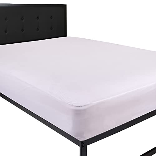 Flash Furniture Capri Comfortable Sleep Premium Fitted Waterproof, Vinyl Free Mattress Protector - Comfortable, Breathable, Quiet, Quilted Fabric Protection - Full, White