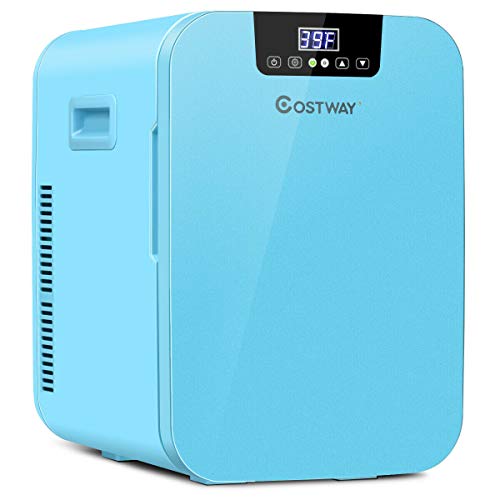 COSTWAY 20L Compact Mini Refrigerator, 16_-149_ Portable Cooler Warmer Fridge with Digital Temperature Control for Cosmetics, Makeup, Single Door Skincare Fridge for Car, Home, Office, Dorm(Blue)