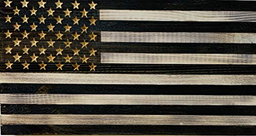 Flags Forever Custom Handmade Wooden American Flag (Black & White)