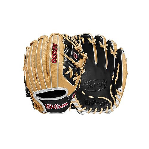 WILSON 2024 A2000 DP15SS 11.5” Infield Baseball Glove - Right Hand Throw,Blonde/Black/Red