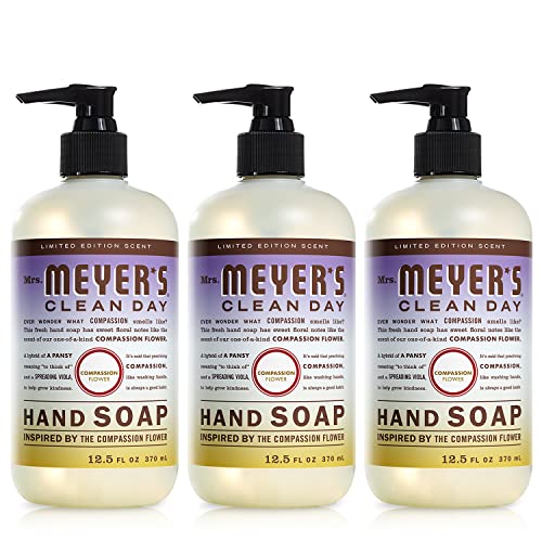 MRS. MEYER'S CLEAN DAY Hand Soap, Compassion Flower, Made with Essential Oils, 12.5 oz - Pack of 3