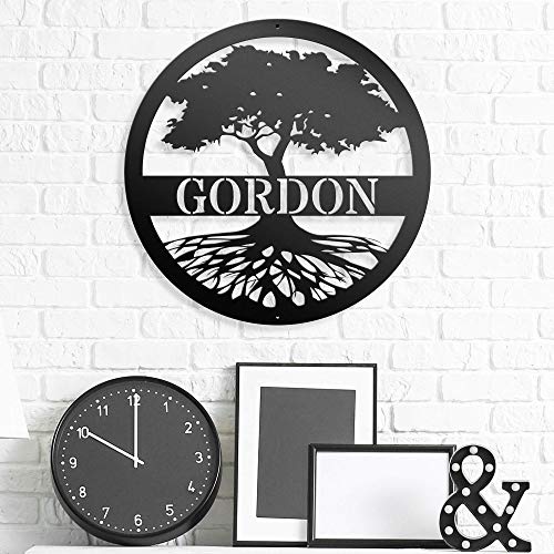 Custom Name Sign Tree of Life - Steel Roots Decor - Personalized Steel Decoration - Family Name Sign - Metal Tree Wall Decor - Custom Family Tree Metal Sign - Perfect for Indoor and Outdoor Use