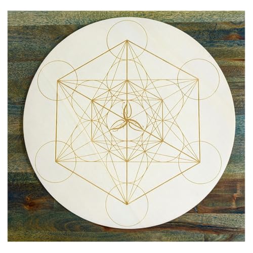 Goddess Metatron Cube Crystal Grid on Birch (12 Inch)