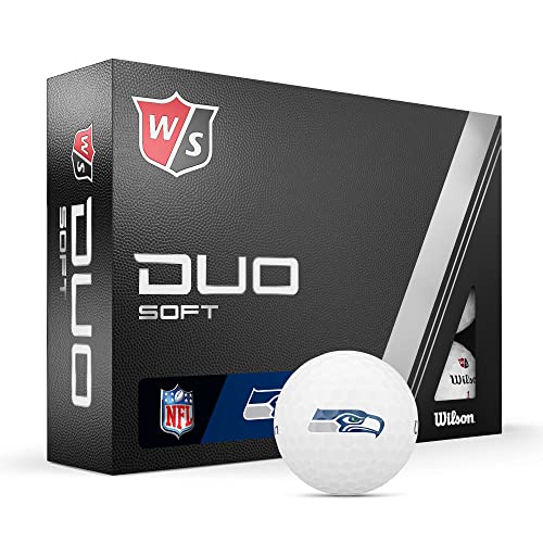 WILSON Staff 2023 Duo Soft NFL Golf Balls - 12 Balls, White, Seattle Seahawks