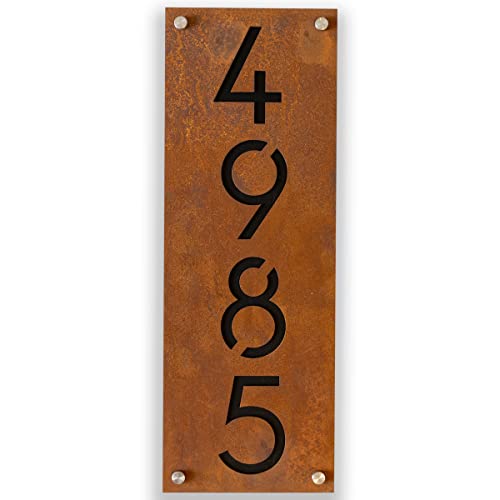 Rusted iron house numbers plaque with address, Modern House Numbers for Outside, Address Plaque, Address Sign