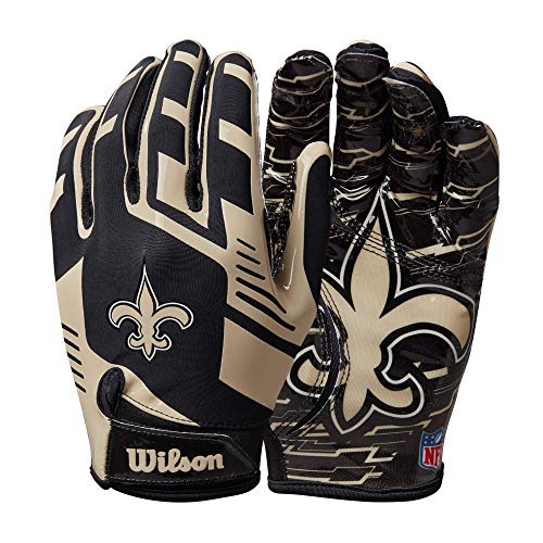 Wilson NFL Stretch Fit Football Gloves - Adult, New Orleans Saints