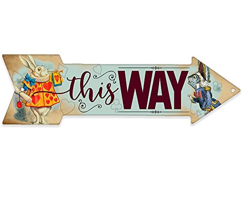 Alice in Wonderland Decor - This Way - Directional Arrow Metal Sign - Alice in Wonderland Signs - Home Decor Wall Art Perfect Alice in Wonderland Gifts and Decorations