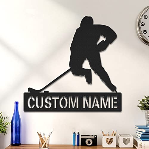 Custom Name Sign Light Personalized Ice Hockey Metal Sign Monogram Wall Decor Personalized Home Decoration Gift Outdoor Metal Art