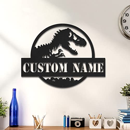 Custom Name Sign Light Personalized Dinosaurs Metal Sign Monogram Wall Decor Personalized Home Decoration Gift Outdoor Metal Art