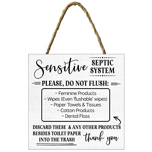 Sensitive Septic System Sign Great for Bathroom Sink Rental House Garage Cafe Bar Decor Sign Modern Farmhouse Decor Cute Wall Art Gift for Men and Women