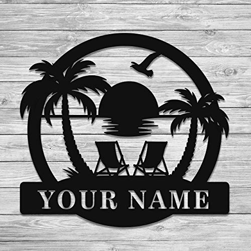 Sunset Beach sign Personalized Metal Monogram, Wedding Gift. Family Name Sign, Outdoor Name Sign, Anniversary, Last Name Sign,Front Door