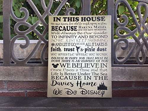 Disney Themed Housewarming Gift, We Do Disney, In This House, Fun Wedding Gift, Custom Canvas, FREE Personalization Family Name