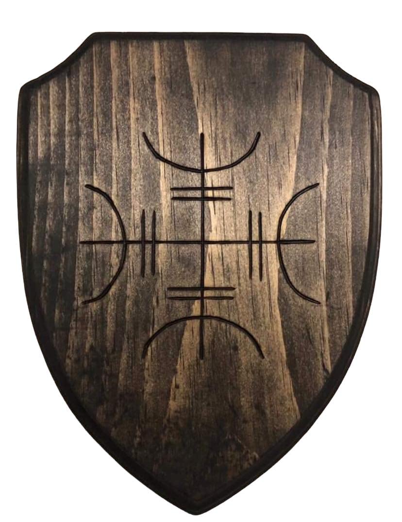 Protection Against Spiritual Energy and Ill Will Galdrastafir Hanger Shield Home Protection Heathen Norse Viking Pagan Runes Handmade Decor