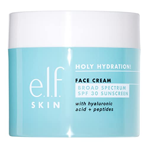 e.l.f. Holy Hydration! Face Cream - Broad Spectrum SPF 30 Sunscreen, Moisturizes & Softens Skin, Quick-Absorbing & Ultra-Hydrating, 1.8 Oz (50g)