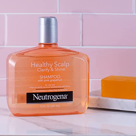 Neutrogena Exfoliating Healthy Scalp Clarify & Shine Shampoo & Conditioner for Oily Hair and Scalp, with Pink Grapefruit, Color-Safe, 12 Fl Oz