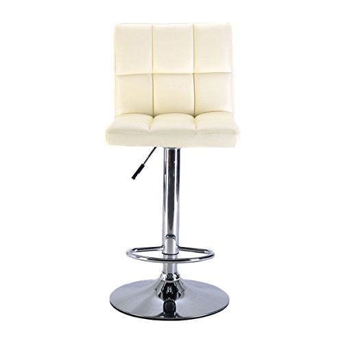 COSTWAY Furniture Swivel PU Leather Barstools Chair Adjustable Hydraulic Counter Bar Stool Pub Home Office (Ivory)