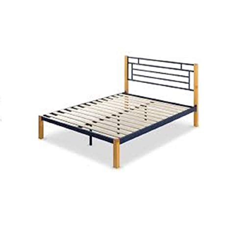 Zinus Taylan Metal and Wood Platform Bed / Mattress Foundation / Wood Slat Support, Full