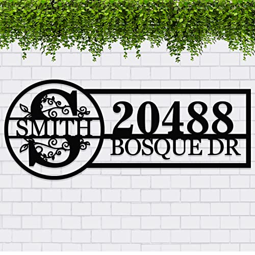 Customized Door Signs Personalized Metal Address Signs House Surname Address Numbers Personalized Metal Outdoor Address Name Signs Outdoor Signs Wall Mounted Signs New House Warm Gifts…