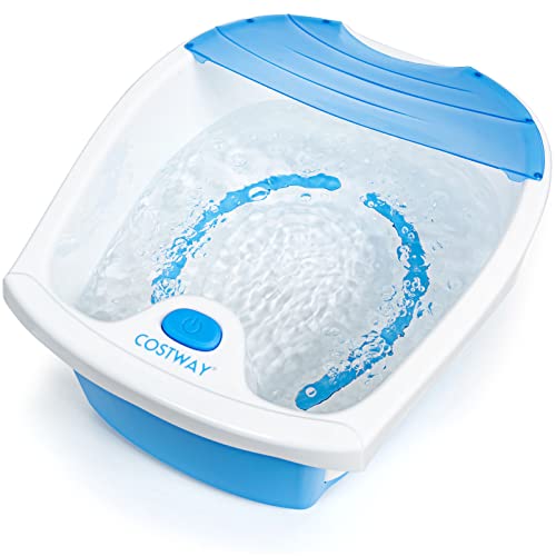 COSTWAY Foot Spa Bath Massage, with Bubble, Massage Nodes, Splash Guard, Toe-Touch Control, Foot Bath with Massage Arch, Portable at-Home Spa, Soothe Tired Feet (Blue)