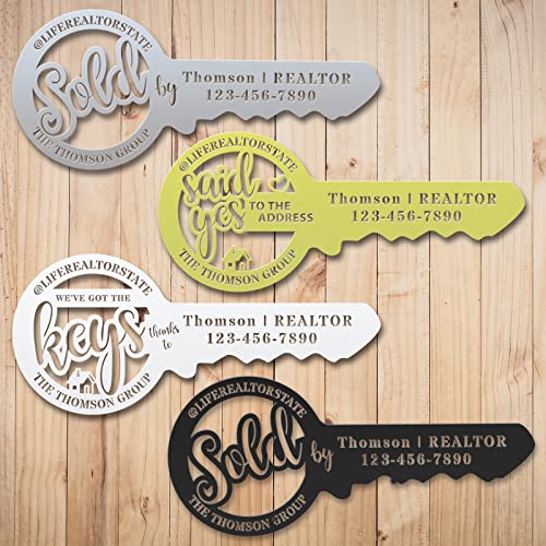 Personalized Real Estate Key, Sold Metal House Key, Sold Sign, Realtor Metal Key Sign, Real Estate Agent Key, Realty Estate Closing Gift