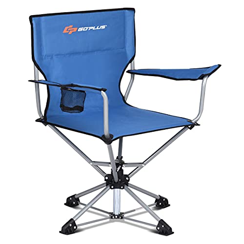 COSTWAY Collapsible Portable Swivel Camping Chair 360°Free Rotation for Picnic Fishing