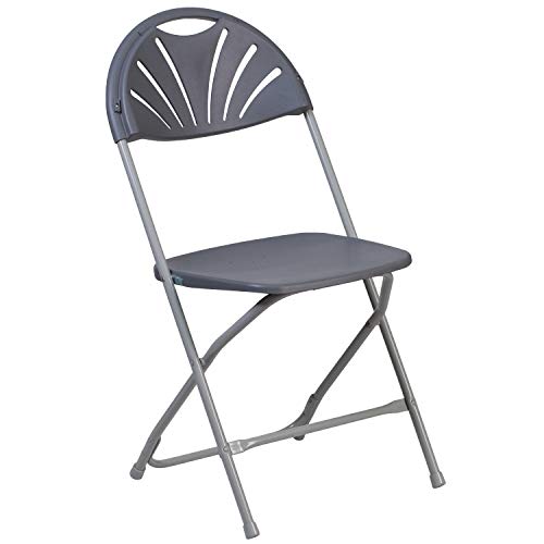 Flash Furniture HERCULES Series 650 lb. Capacity Charcoal Plastic Fan Back Folding Chair