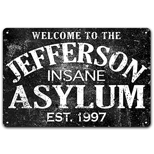 Custom Name Insane Asylum Metal Sign Halloween Decoration