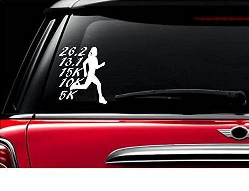 StickerLoaf Brand Runner Girl Races Decal Half Marathon Finisher Car Truck Auto WINDOW Sticker Bumper Fender Running RUN Fitness 10k 15K 5k 13.1 26.2 boston chicago new york race racing