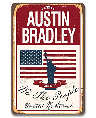 Personalized We The People Metal Sign - Great Patriotic Home Decor, American Flag and Liberty Sign, Custom Name Gift and Decor, Choose 8x12 or 12x8 Use Indoor or Outdoor Metal Tin Sign