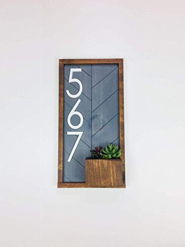 Cresswell Vertical Address Plaque with Planter, ModernHouse Numbers for Outside your Home, Large Address Numbers Sign for House, Waterproof House Numbers Sign, Personalized Address Sign for Yard,