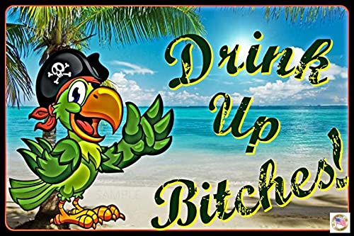 WORLD'S GREATEST SIGNS! 8"x12" All Weather Metal Sign! Tiki Bar Pool Hot Tub Decor (Drink Up)