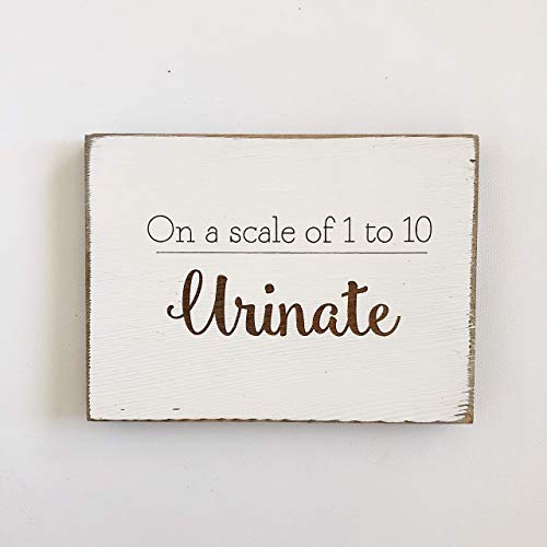 Etch & Ember Funny Bathroom Signs - Urinate - Farmhouse Style Decor - Rustic Wood Sign - 5.5" x 7.5" x 3/4"