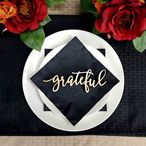 Grateful Place Card Settings, Thanksgiving Plate Decor, Wood Word