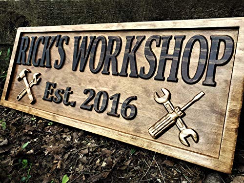 Custom Workshop Sign Wooden Gifts for Men Gifts For Him Husband Gift Custom Garage Sign Wooden Shop Sign Personalized Man Birthday Fathers Day Gift