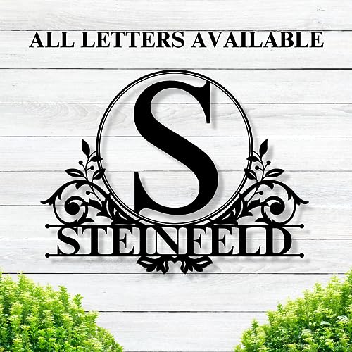 PrecisionPersonal Personalized Family Name Metal Sign/Personalized Letter Sign/Personalized Sign/Letter Last Name Sign/Last Name Metal Sign/Gift (12", Family Monogram, White)