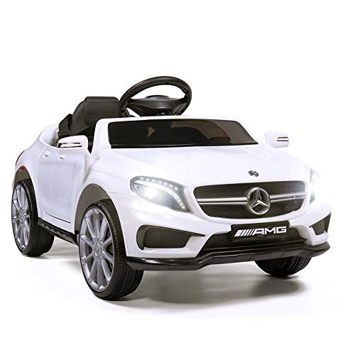 Licensed Mercedes Benz Electric Car for Kids by TOBBI,Toddler Electric Vehicle,Children Ride On Toy with Parental Remote Control/Double Doors/5 Point Safety Belt/LED Lights for Ages 3-8-White