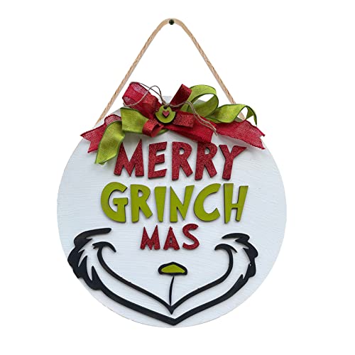 GLLBTPT Christmas Wooden Hanging Sign Door Decoration,Merry Christmas Welcome Sign Front Door for Christmas Home Window Wall Farmhouse Indoor Outdoor(M80347Q)