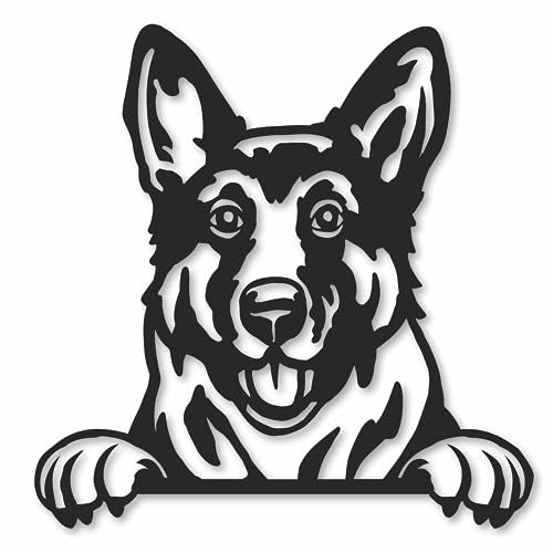 German Shepherd Dog Sign - Thick Powder Coated Steel - 13 in - Made in USA Outdoor Indoor Fence Wall Art Gift Hanging Garden Yard Living Room Bedroom Patio Balcony by Metal Slice