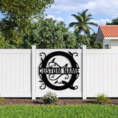 Custom Metal Signs Metal Name Sign Metal Wall Art Split Letter Monogram Wall Decor Metal Wall Art Last Name Sign Family Name Sign Personalized Wedding Gift Fire Pit Sign Outdoor Decor Cabin Sign - Q