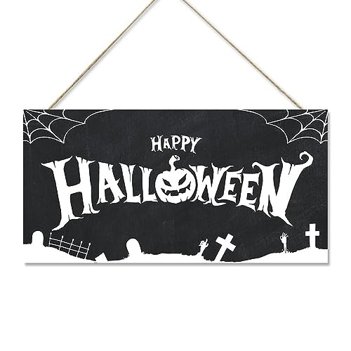 Halloween Decorations Happy Halloween Hanging Halloween DecorationsWelcome Sign Halloween Door Wall Decor Wall Sign Plaque for Halloween Party (Design-125A)