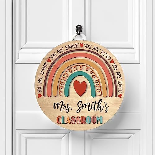 Personalized Teacher Name Door Sign 8" 10" 12" 14", Teacher Gifts, Teacher Back To School Gift, Classroom Door Hanger, Teacher Sign, Classroom Welcome Sign (110)