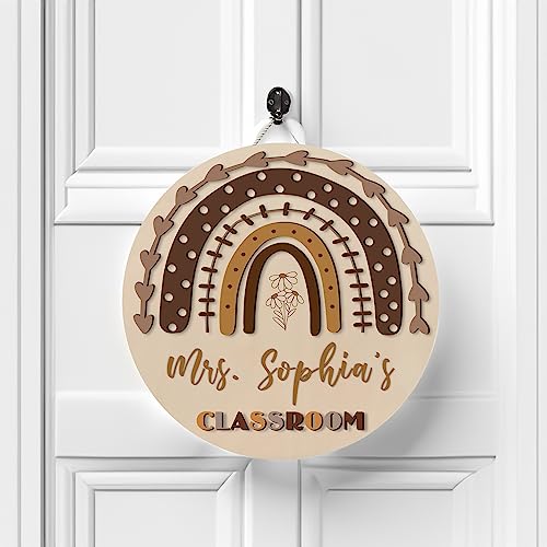 Personalized Teacher Name Door Sign 8" 10" 12" 14", Teacher Gifts, Teacher Back To School Gift, Classroom Door Hanger, Teacher Sign, Classroom Welcome Sign (1102)