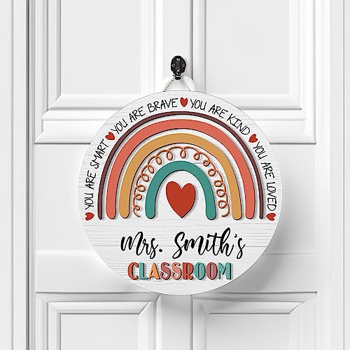 Personalized Teacher Name Door Sign 8" 10" 12" 14", Teacher Gifts, Teacher Back To School Gift, Classroom Door Hanger, Teacher Sign, Classroom Welcome Sign (110-3)