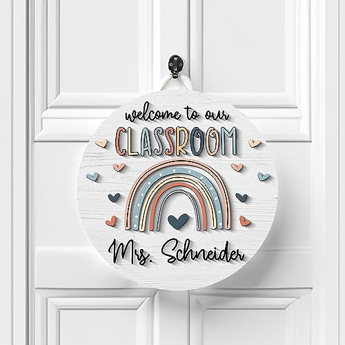 Personalized Teacher Name Door Sign 8" 10" 12" 14", Teacher Gifts, Teacher Back To School Gift, Classroom Door Hanger, Teacher Sign, Classroom Welcome Sign (211)