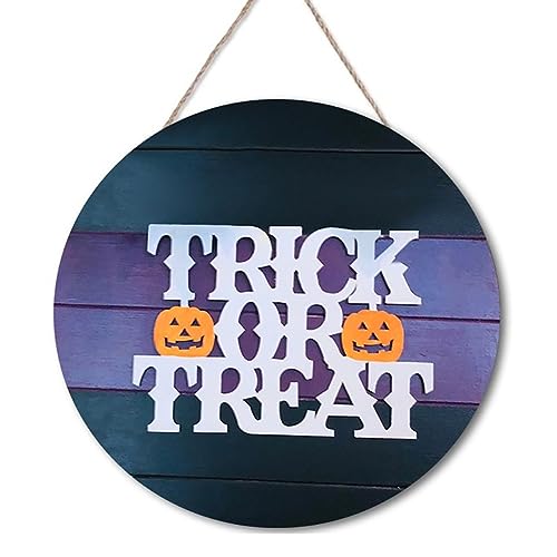 Halloween Decorations Happy Halloween,Trick or Treat, Hanging Halloween DecorationsWelcome Sign Halloween Door Wall Decor Wall Sign Plaque for Halloween Party (Design-126A)